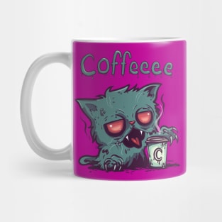 Coffeee Zombie Cat (text) Mug